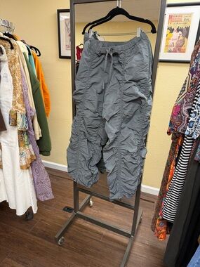 The Ragged Priest Gray Crinkle Cargo Pants for Men